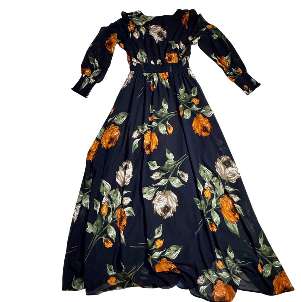 Baltic Born Olivia Midnight Navy Floral Maxi Dress Women's Medium Boho Cottage - Picture 3 of 16